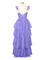 Ruffled Strap Tiered Tulle Bridesmaid Dress 