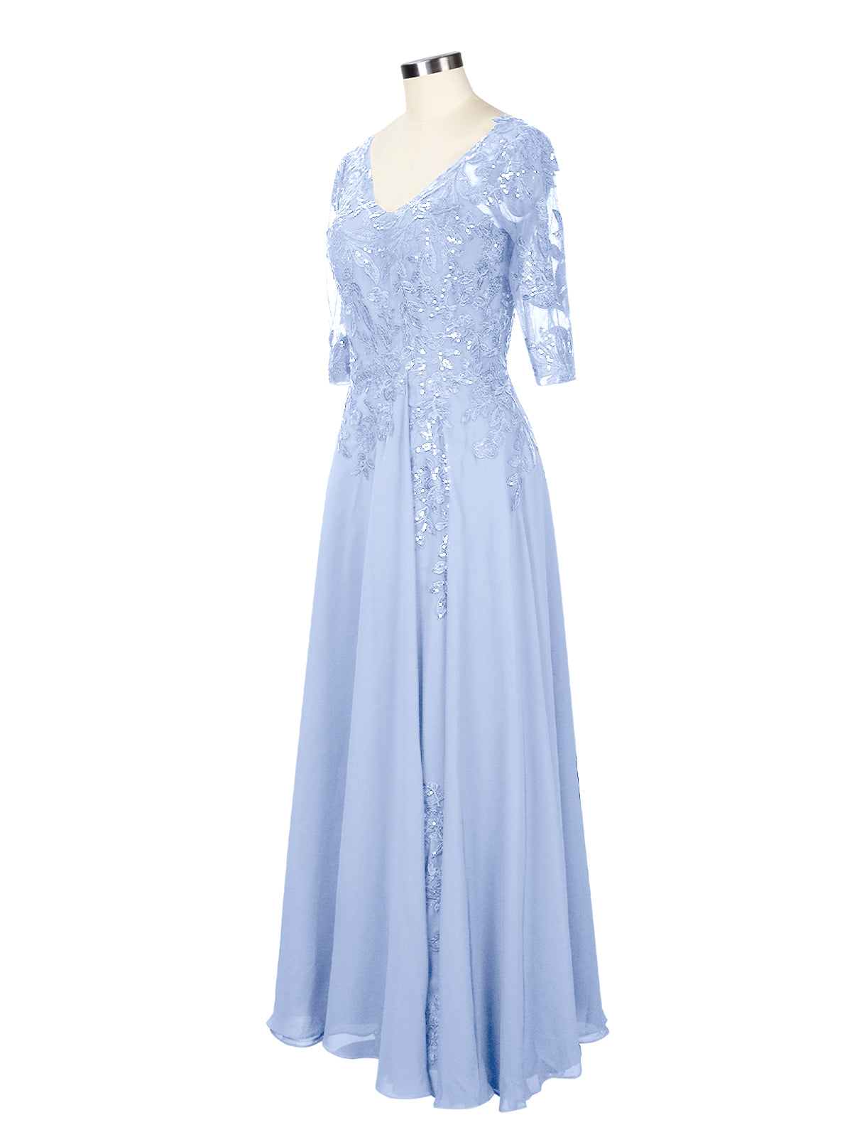 Applique V-Neck Chiffon Dress 