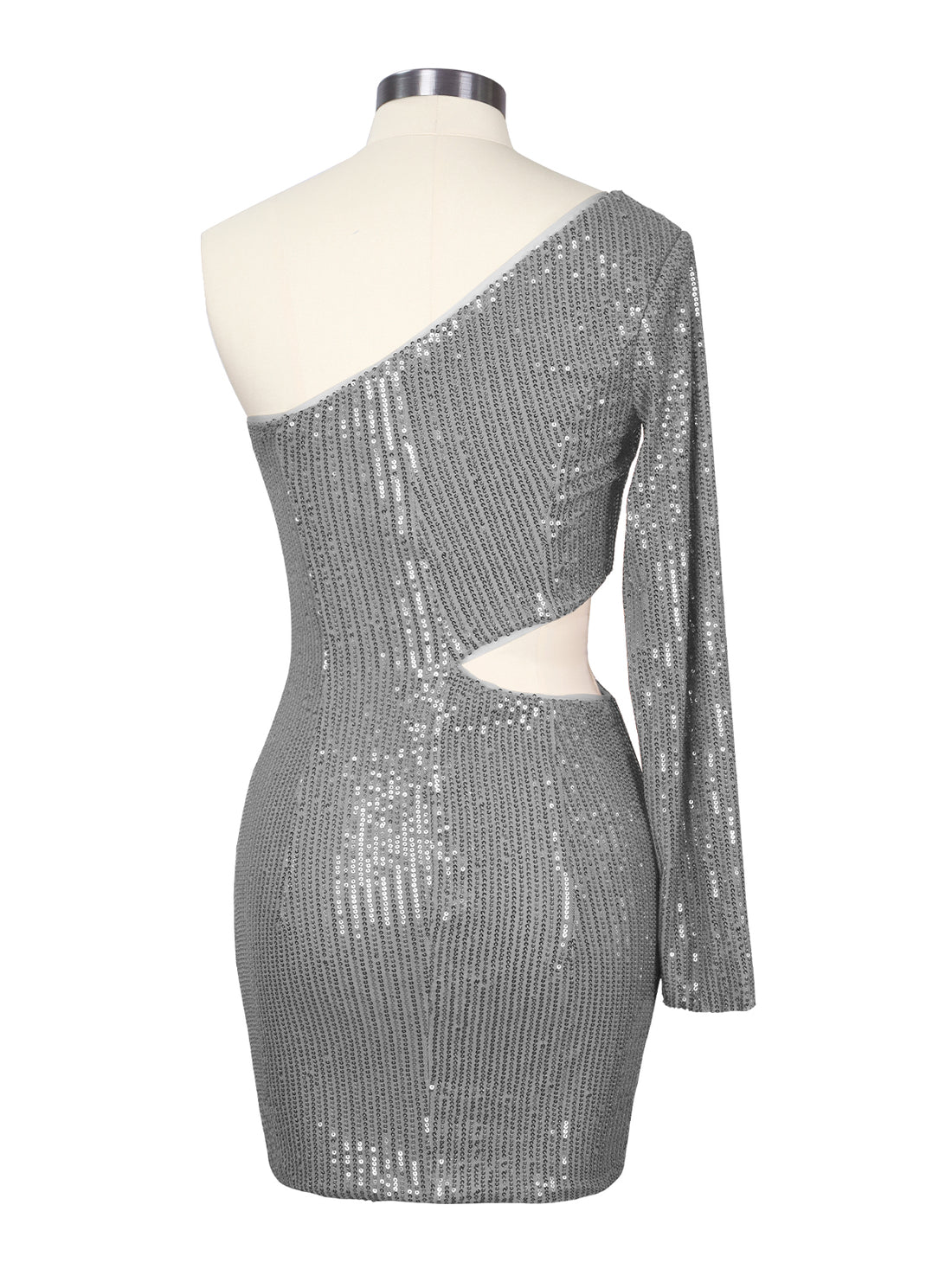 Waist Cutout One Shoulder Mini Dress 