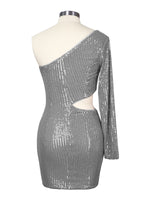 Waist Cutout One Shoulder Mini Dress 