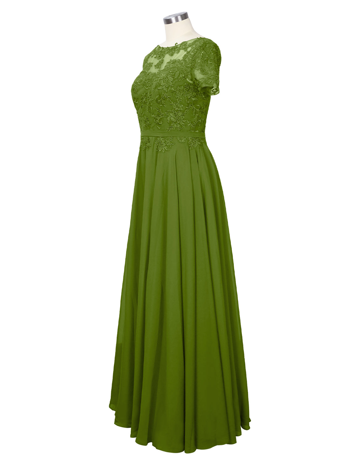 Illusion Applique Chiffon Dress 