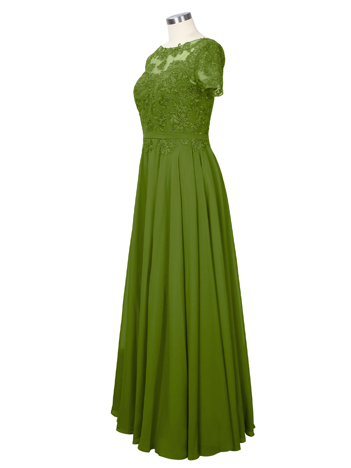 Illusion Applique Chiffon Dress 