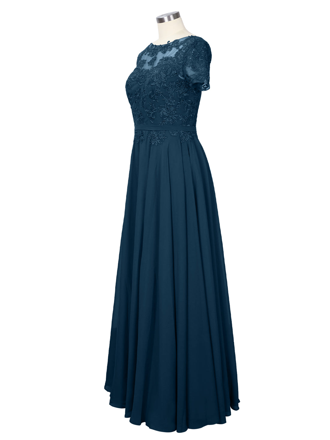 Illusion Applique Chiffon Dress 