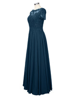 Illusion Applique Chiffon Dress 