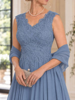 Floor-Length V-Neck Mother of the Bride Dress
