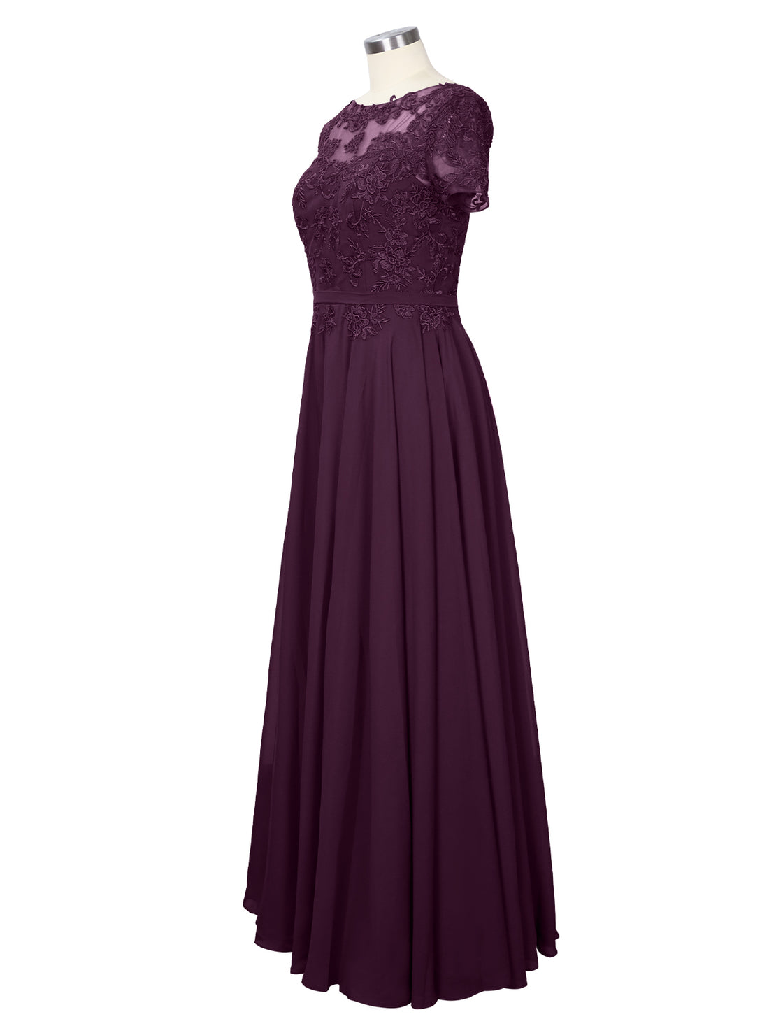 Illusion Applique Chiffon Dress 