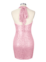 Halter Sequin Sheath Mini Dress 