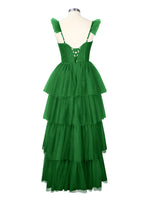 Ruffled Strap Tiered Tulle Bridesmaid Dress 