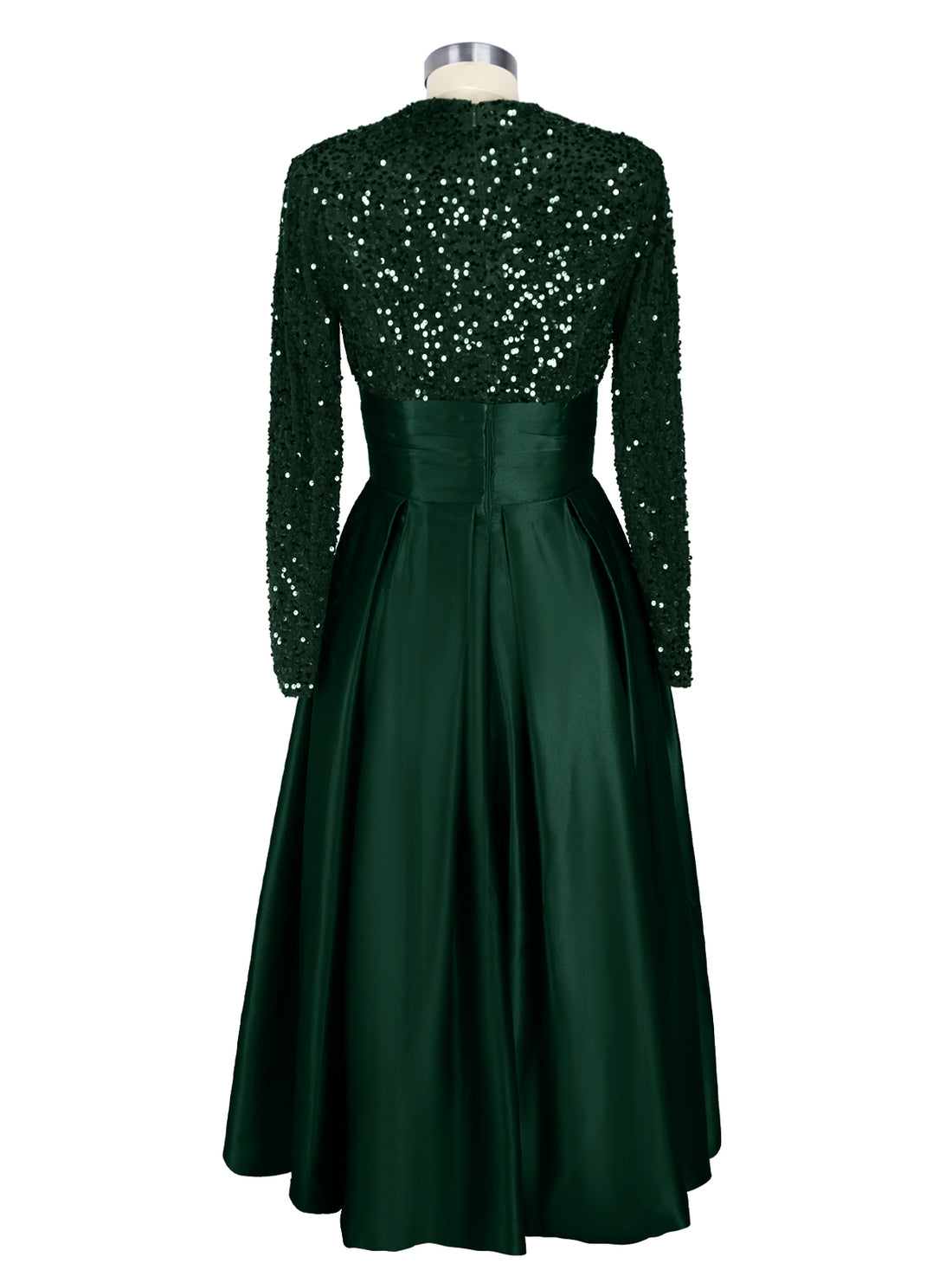 Sequined Boat Long Sleeves Dress 
