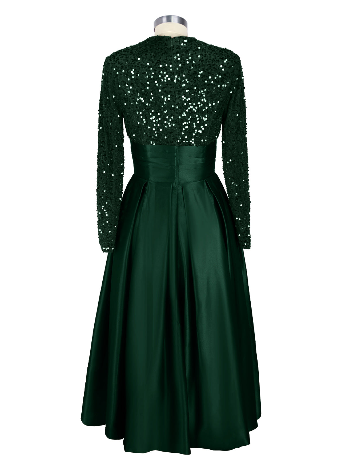 Sequined Boat Long Sleeves Dress 