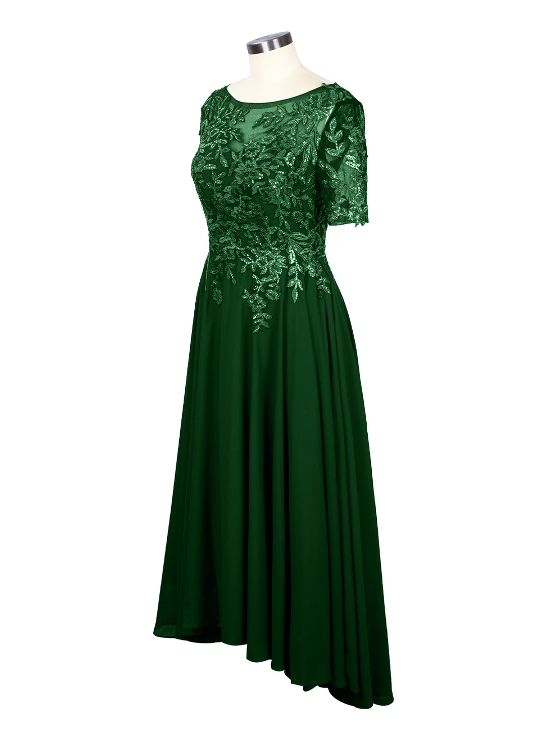 Applique Half Sleeves Chiffon Dress 