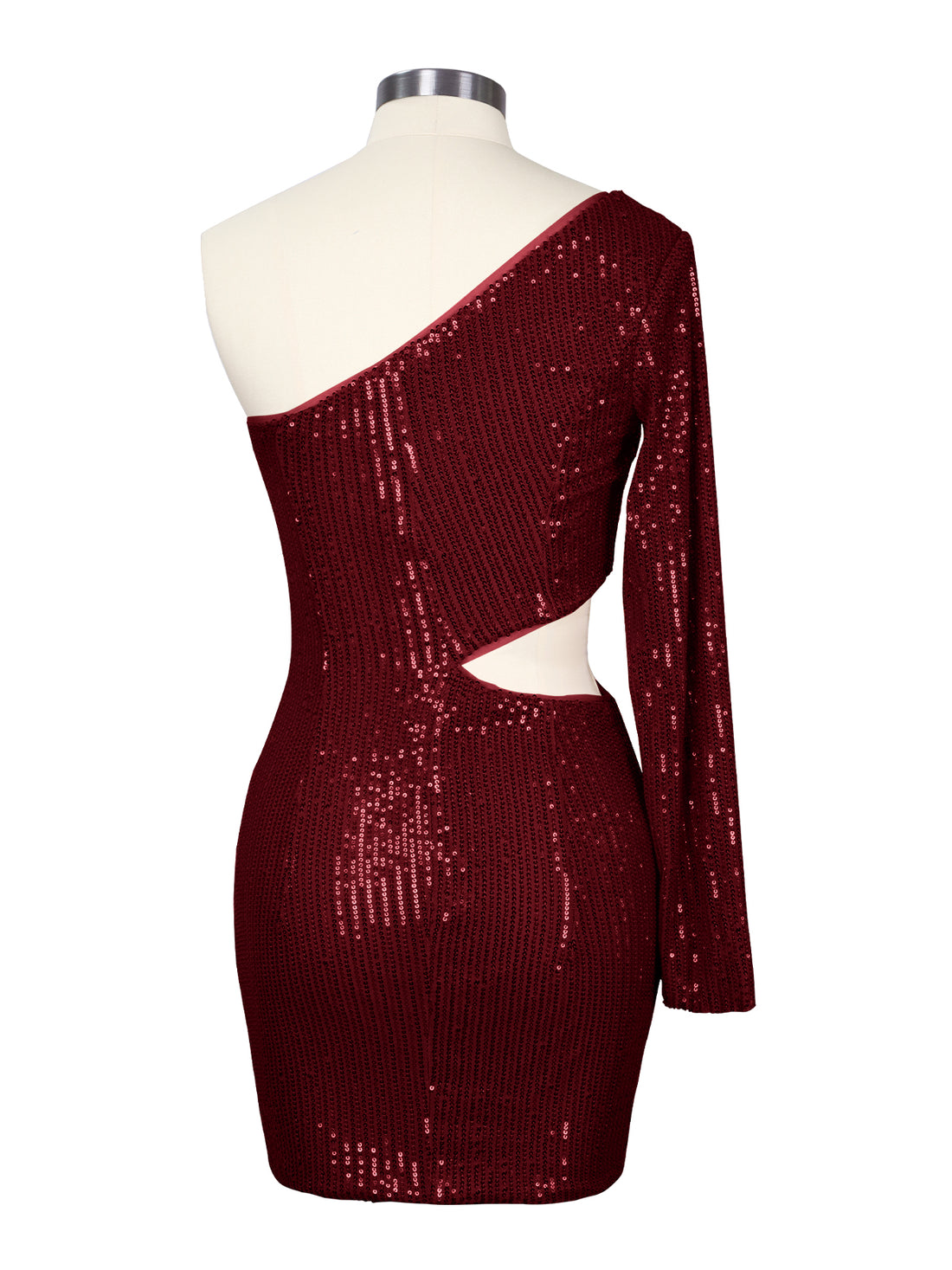 Waist Cutout One Shoulder Mini Dress 