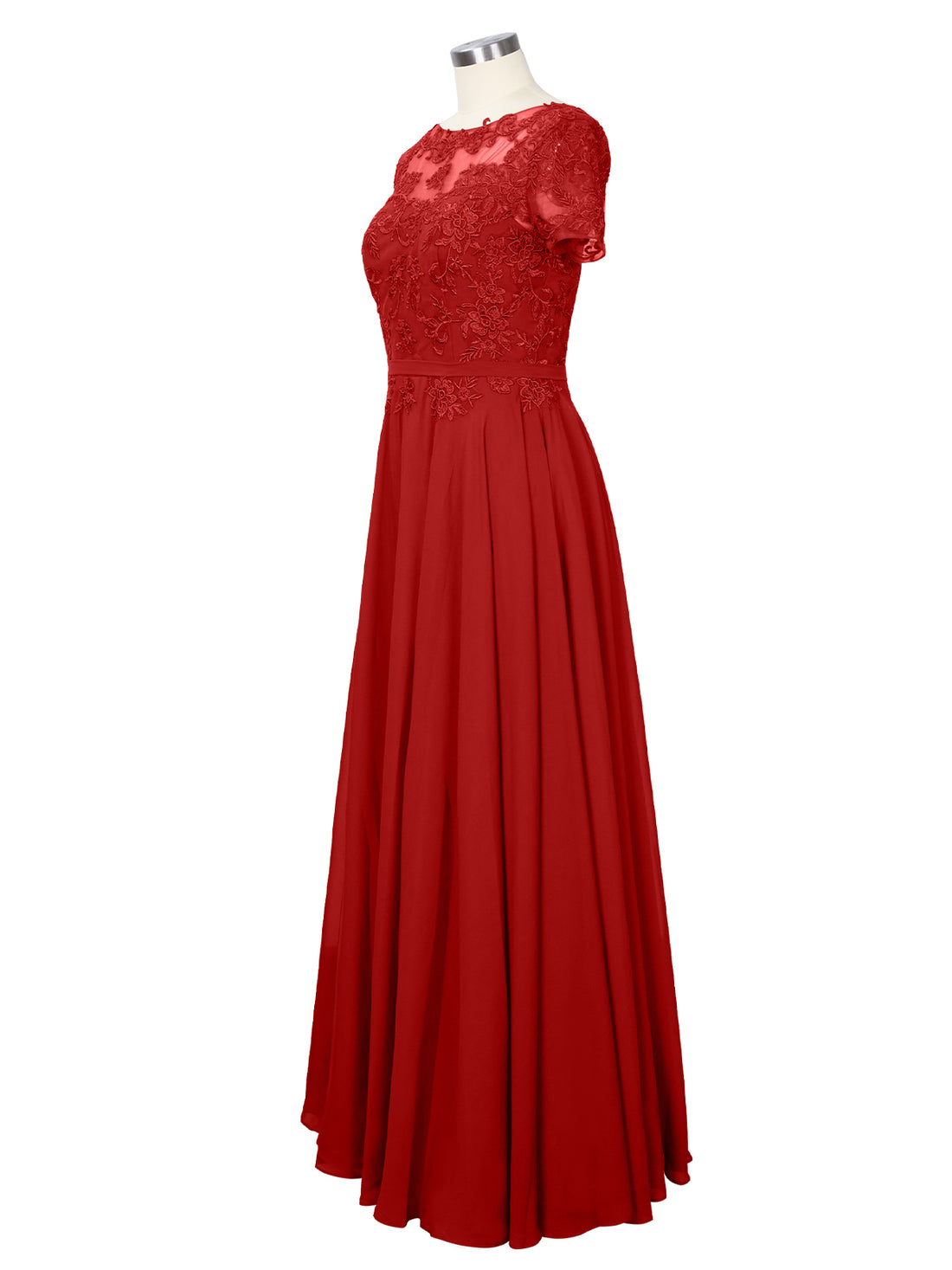 Illusion Applique Chiffon Dress 