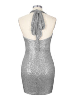 Halter Sequin Sheath Mini Dress 