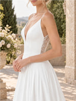 Satin A-Line Wedding Dress with Applique Details