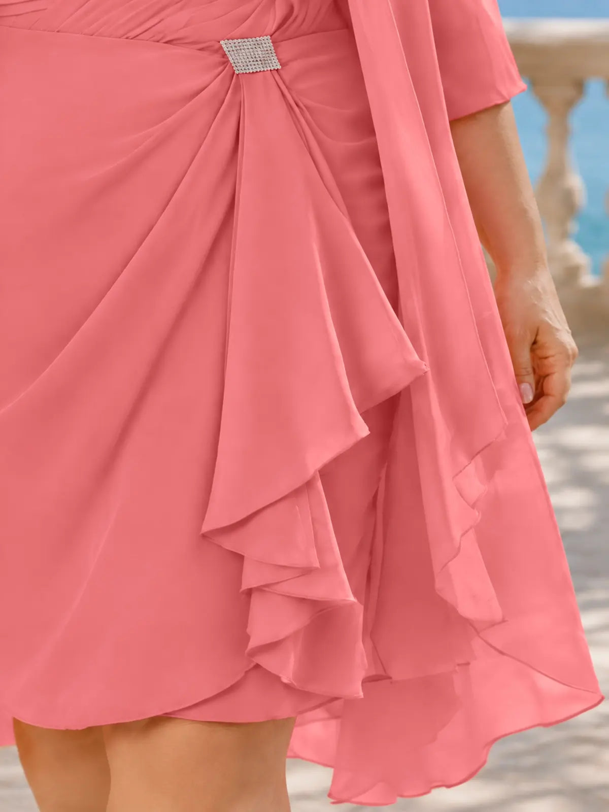 Ruched Chiffon Two-Piece Dress Set-Plus Size
