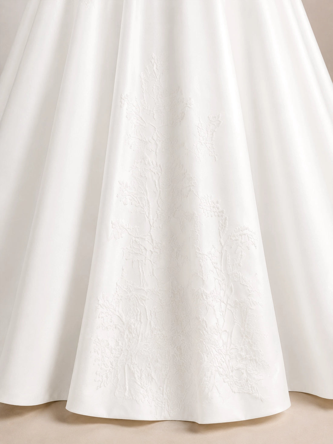 Stretch Crepe Wedding Dress with Lace Embroidery
