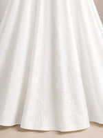 Stretch Crepe Wedding Dress with Lace Embroidery
