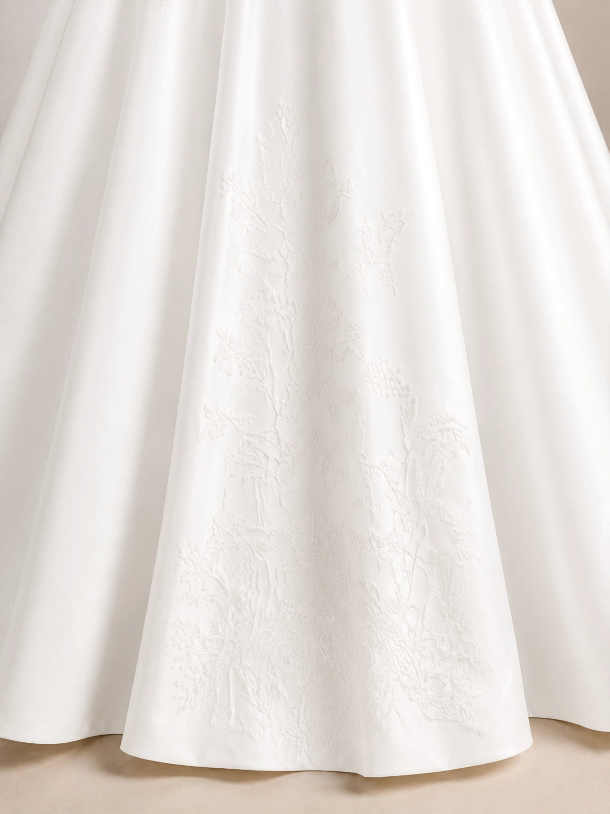 Stretch Crepe Wedding Dress with Lace Embroidery