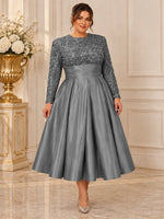 Sequined Mother Dress with Pockets-Plus Size 