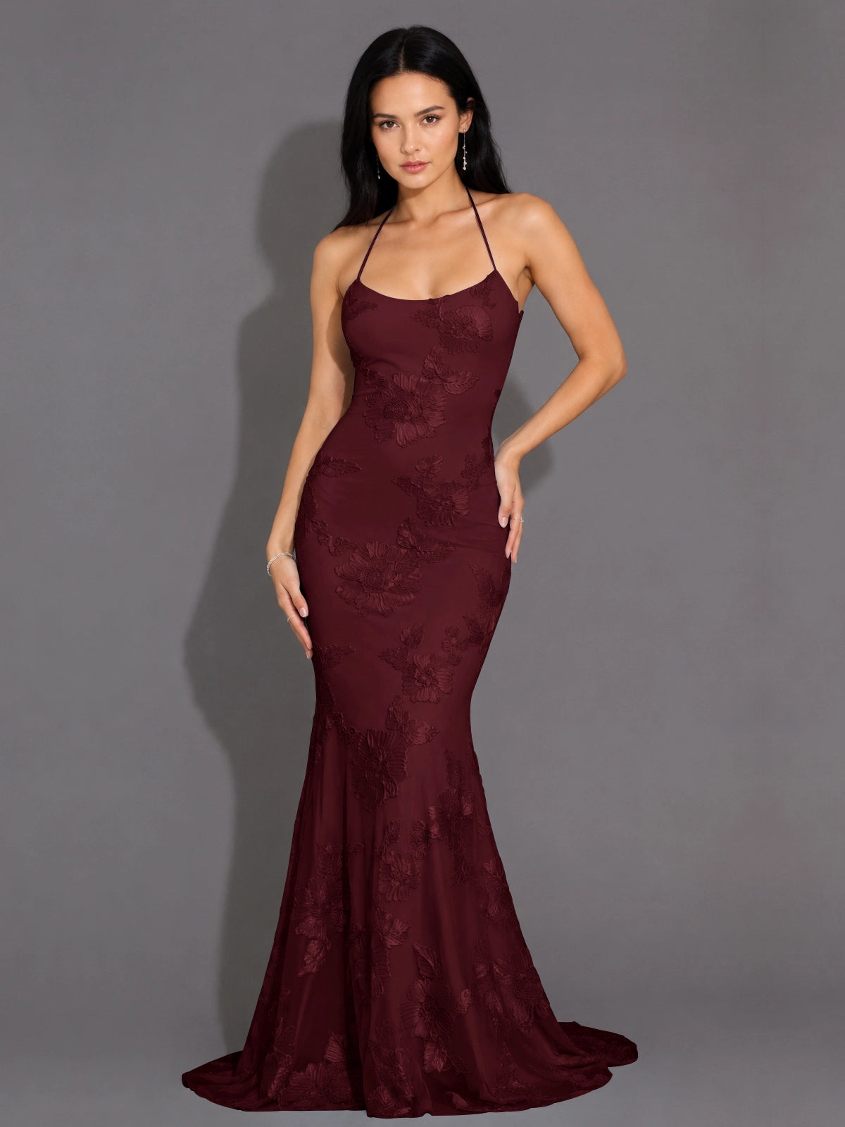 Corded Lace Prom Dress with Sweep Train 