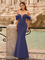 Off-the-Shoulder Prom Dress with 3D Floral Straps 