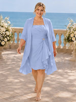 Ruched Chiffon Two-Piece Dress Set-Plus Size 
