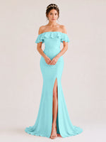 Mermaid Bridesmaid Dress with Ruffle Design 