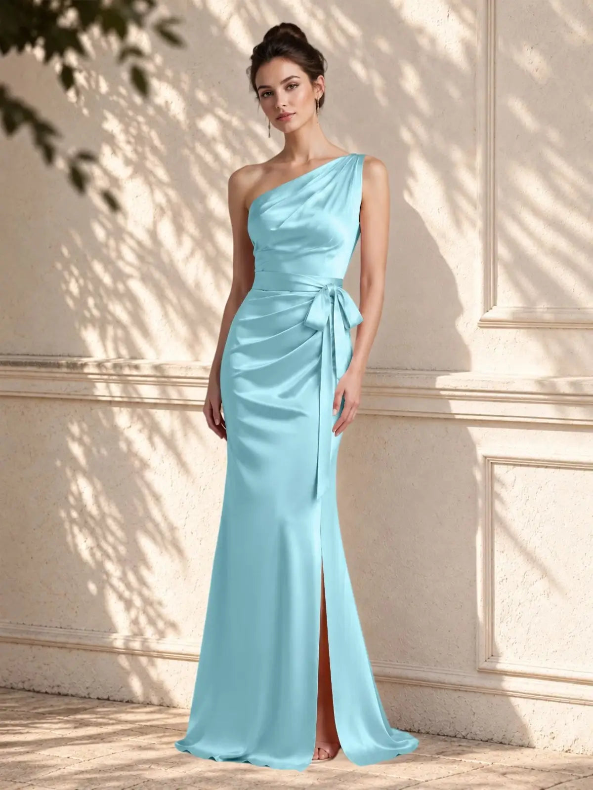 One-Shoulder Bridesmaid Dress with Sash