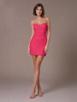 Velvet Sequin Homecoming Dress with Sweetheart Neckline 