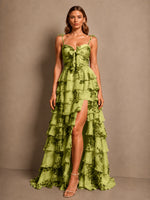 Floral Pattern High-low Dress 