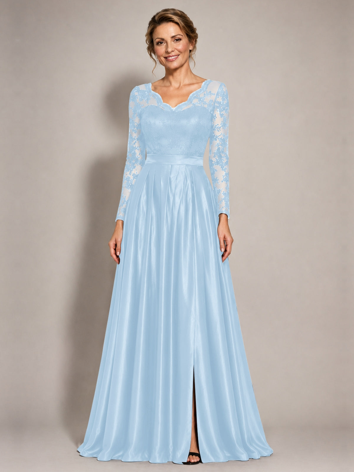 Satin Mother of the Bride Dress with Appliques