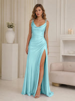 Cowl Neck Prom Dress with Ruched Waist 