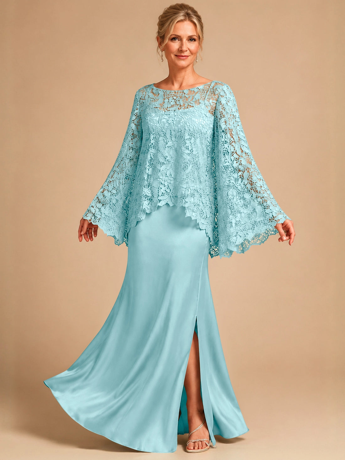 Two-piece Mother of the Bride Dress with Lace Top 