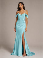 Mermaid Bridesmaid Dress with Tie Waist Sash
