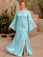 Two-piece Mother of the Bride Dress with Lace Top-Plus Size 