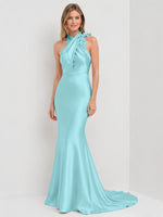 Silk-like Bridesmaid Dress with 3D Floral 
