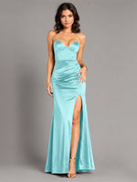 Silk-like Prom Dress with High Slit 