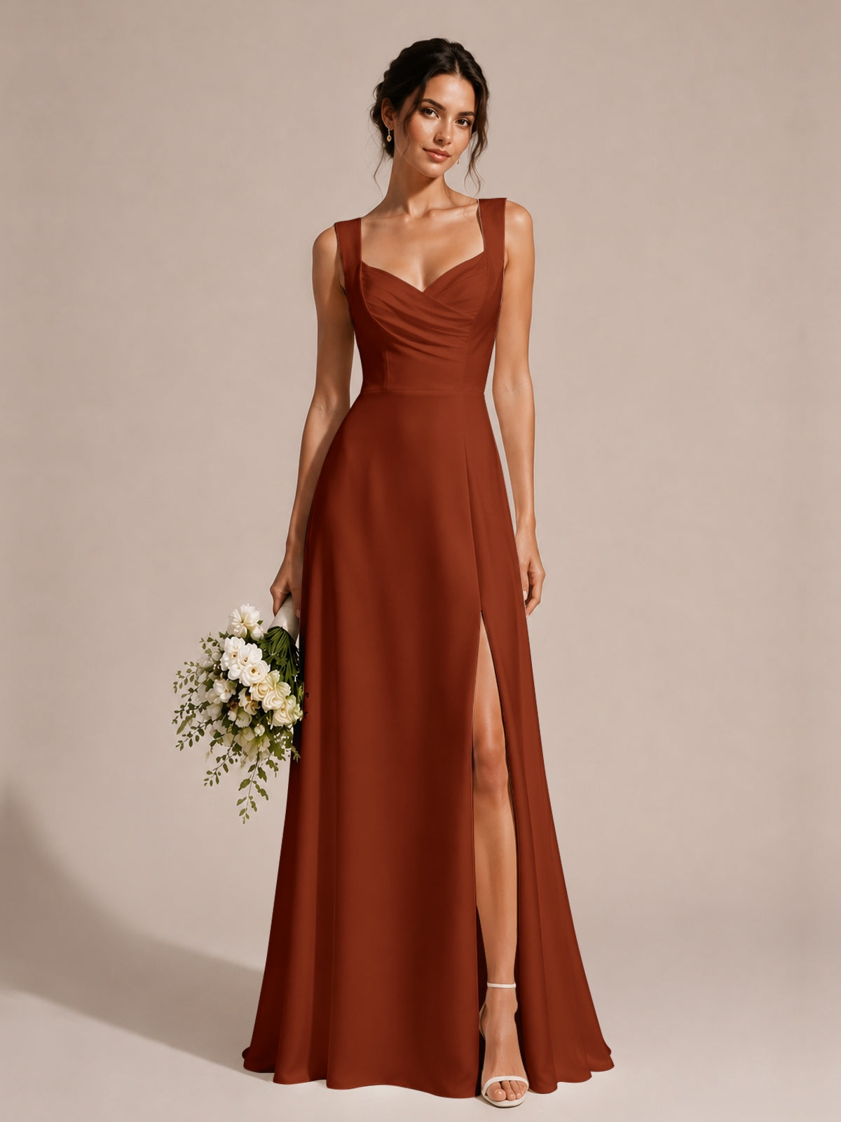 Sweetheart Neckline Bridesmaid Dress with Wide Straps