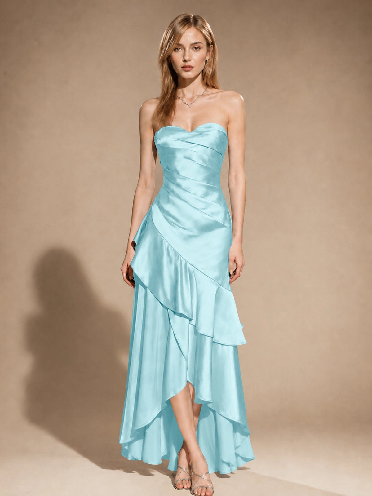 Strapless Prom Dress with Tiered Ruffles 