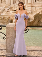 Off-the-Shoulder Prom Dress with 3D Floral Straps 