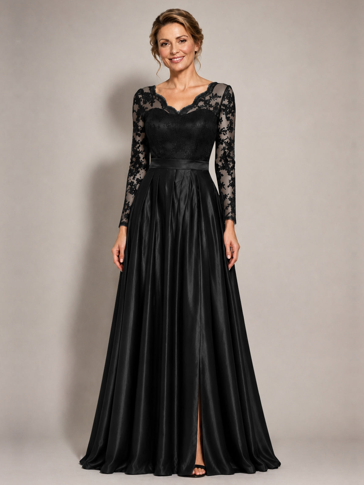 Satin Mother of the Bride Dress with Appliques
