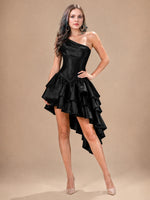 Asymmetric Homecoming Dress with One-Shoulder Neckline 