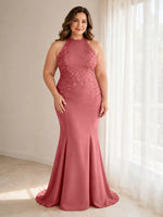 Halter Neckline Trumpet Dress-Plus Size 