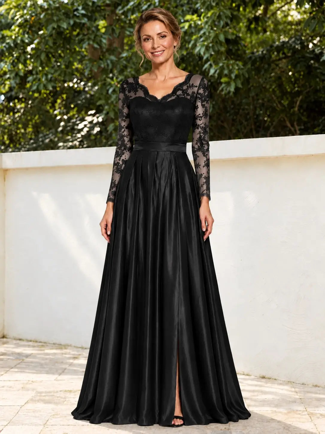 Satin Mother of the Bride Dress with Appliques