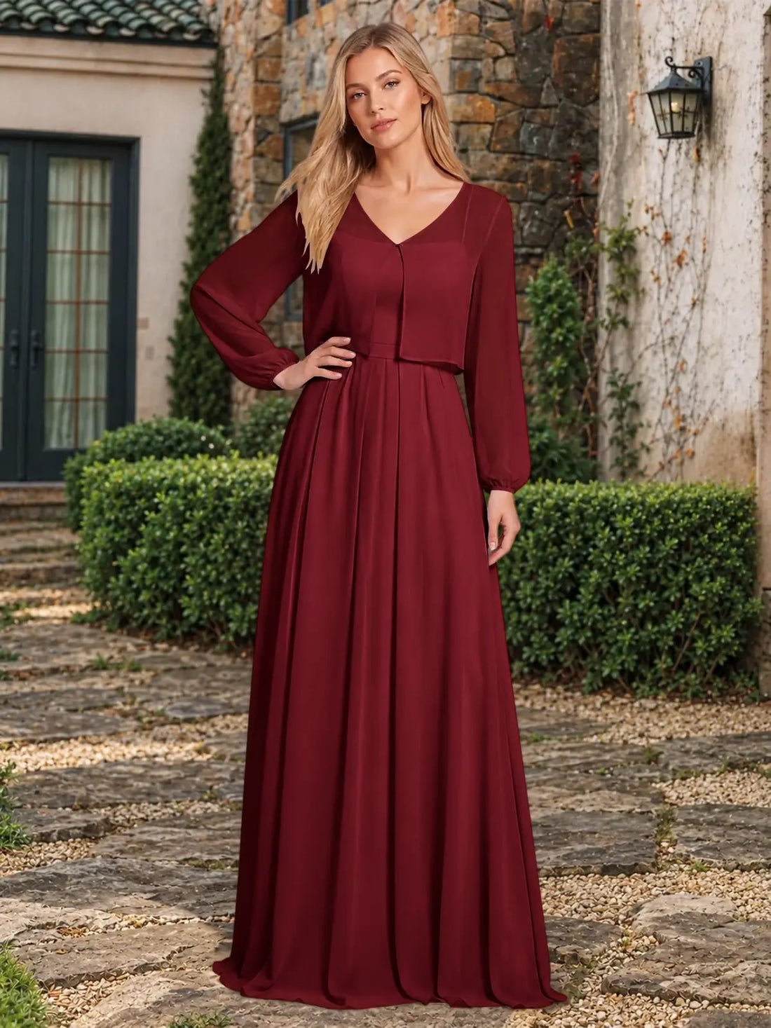 Two-Piece Square Neckline Bridesmaid Dress with Jacket