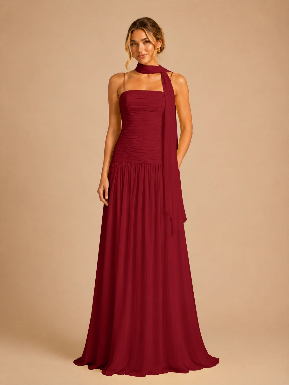 Chiffon Bridesmaid Dress with Scarf Detail 