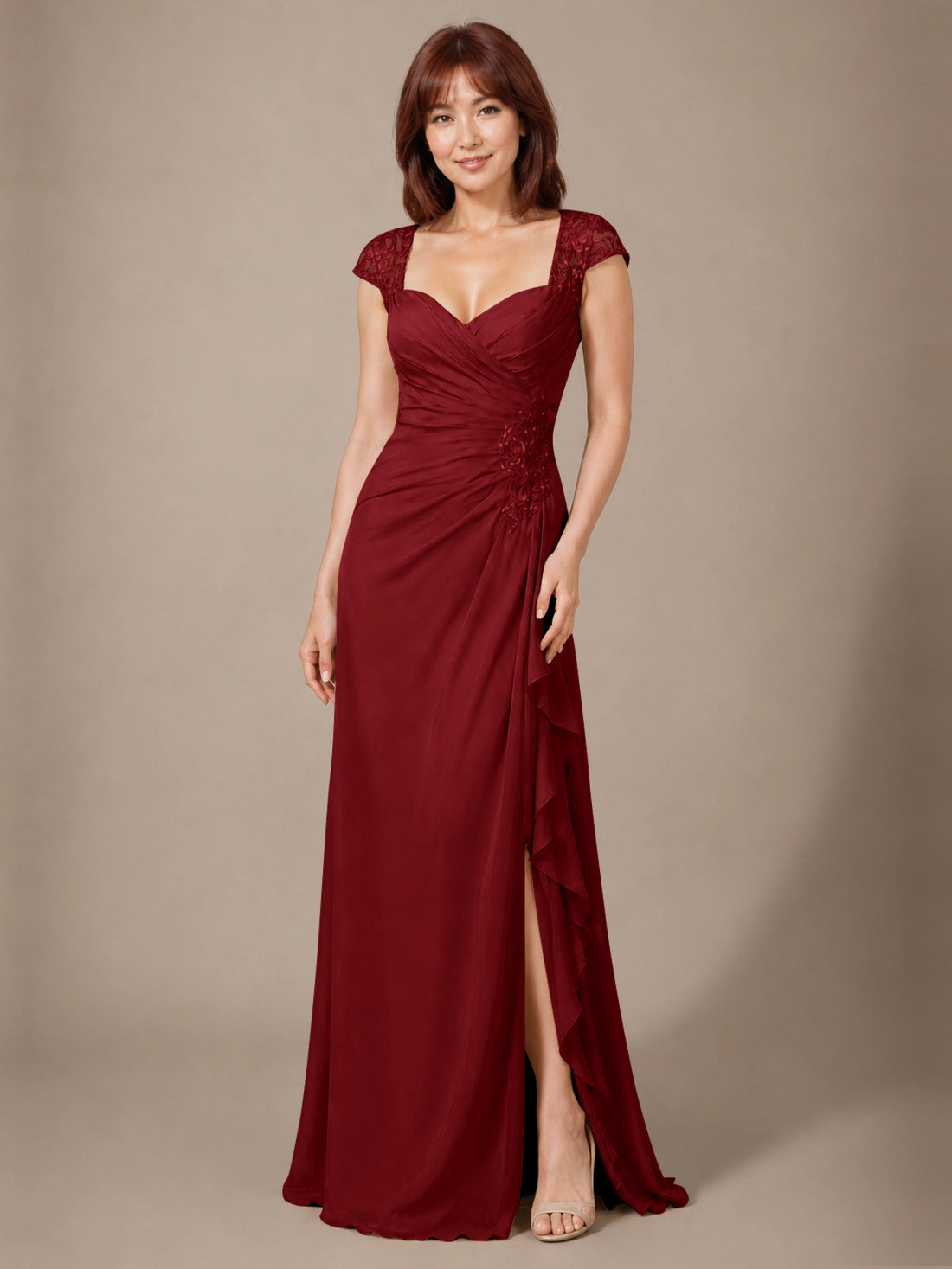 Chiffon Mother of the Bride Dress with Lace Appliques 
