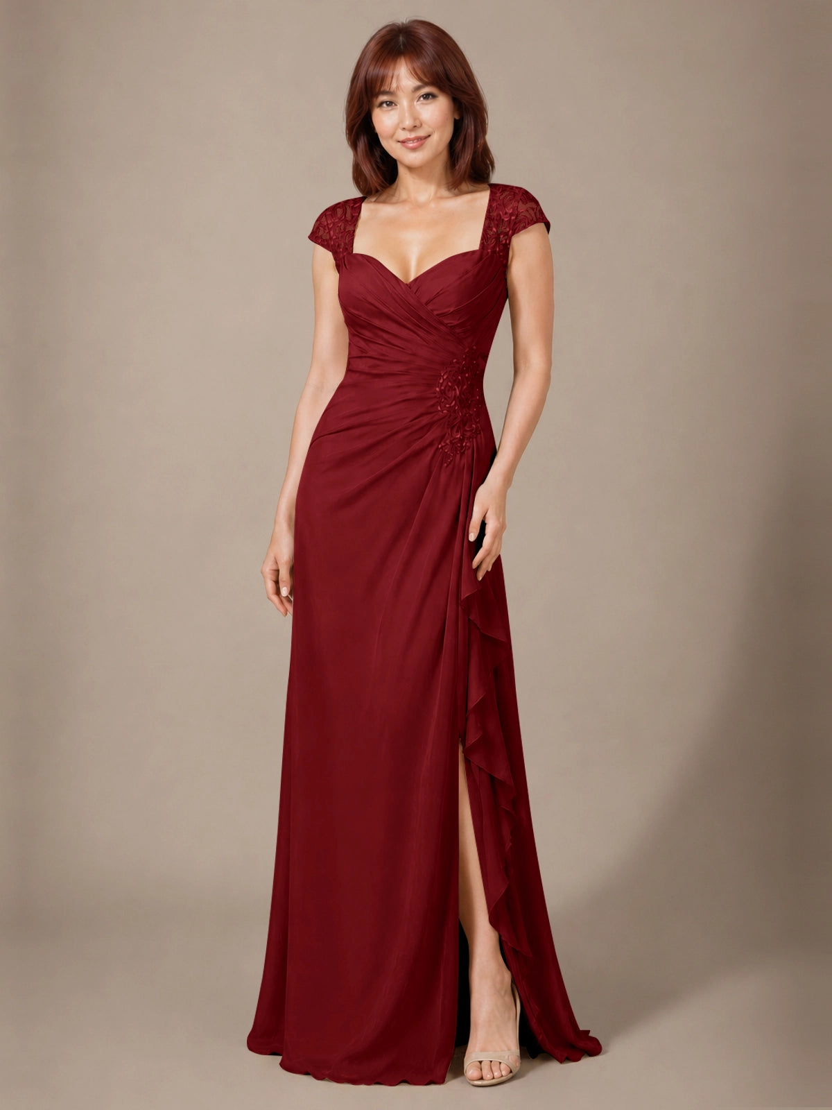 Chiffon Mother of the Bride Dress with Lace Appliques 