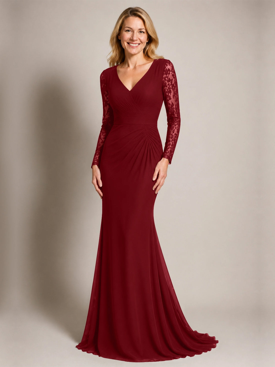 Mermaid Mother of the Bride Dress with Long Lace Sleeves 